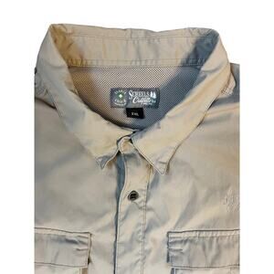 Scheels Outfitters Tan, vented Insect Shield long sleeve button shirt, men's 2XL